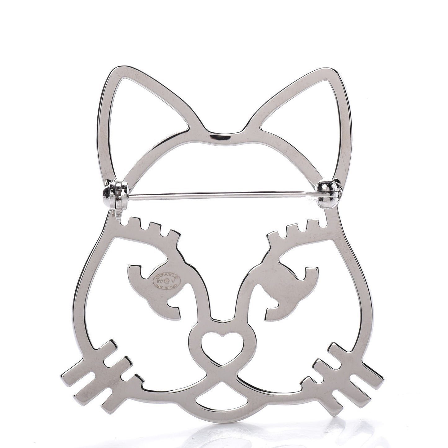 Strass Crystal Emoji Choupette Cat Brooch Silver