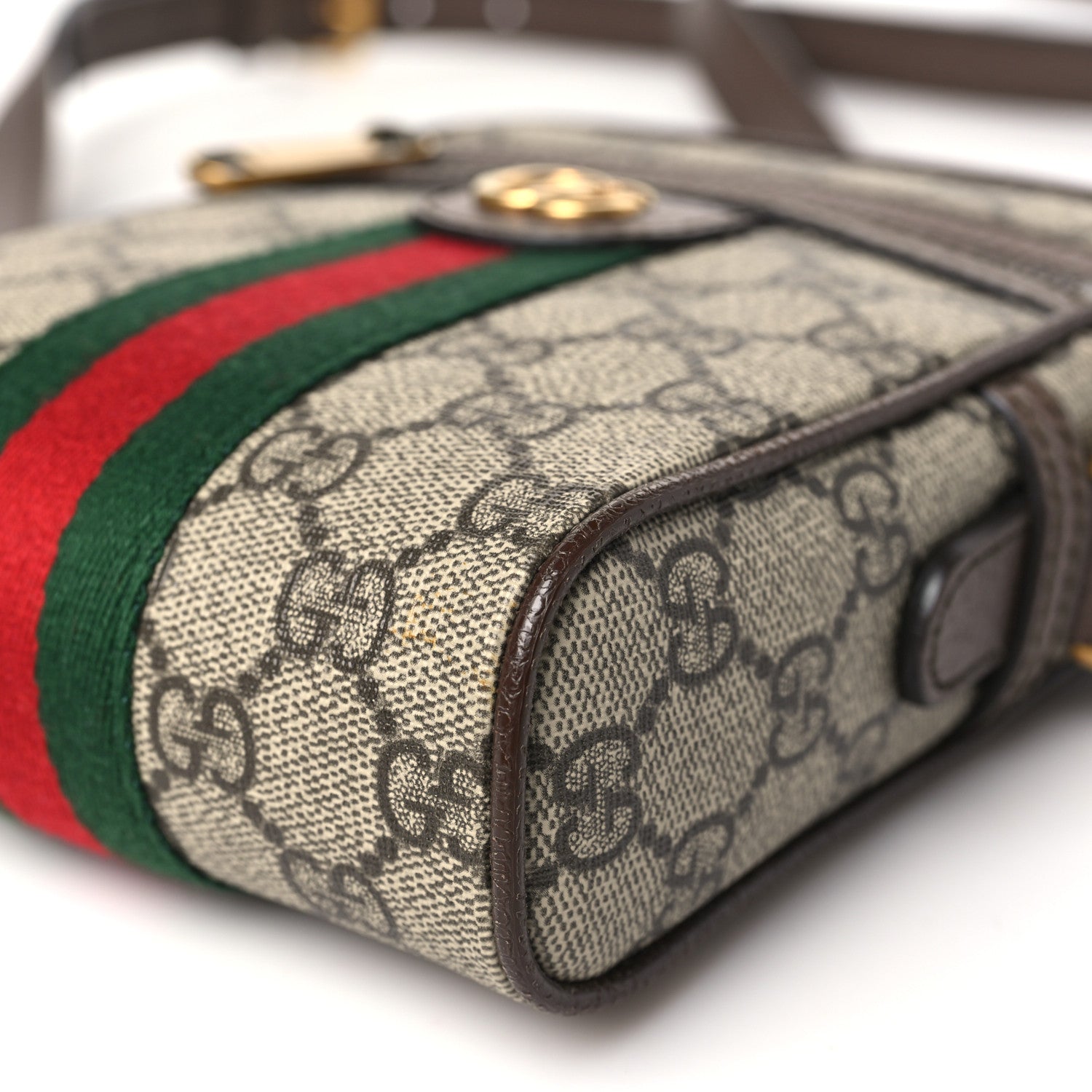 Gucci GG Supreme Monogram Web Mini Ophidia Messenger Brown 10 of 11