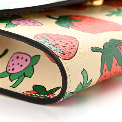 Gucci Calfskin Strawberry Print Mini Zumi Shoulder Bag Ivory Red 10 of 12