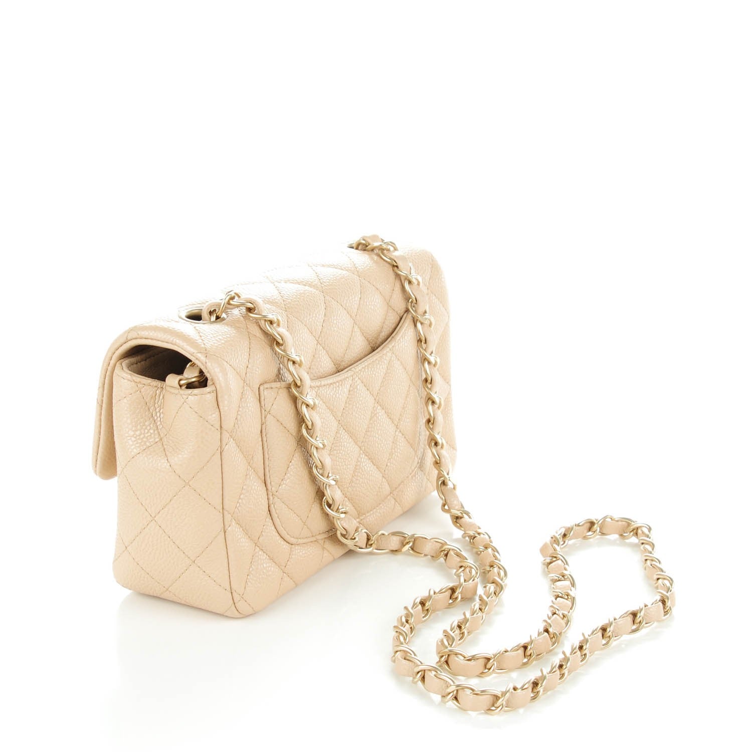 Chanel Pearly Caviar Quilted Mini Rectangular Flap Beige 2 of 8
