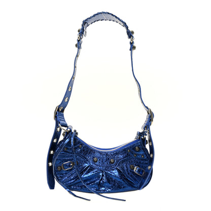 Balenciaga Metallic Arena Agneau Le Cagole Shoulder Bag XS Blue 1 of 11