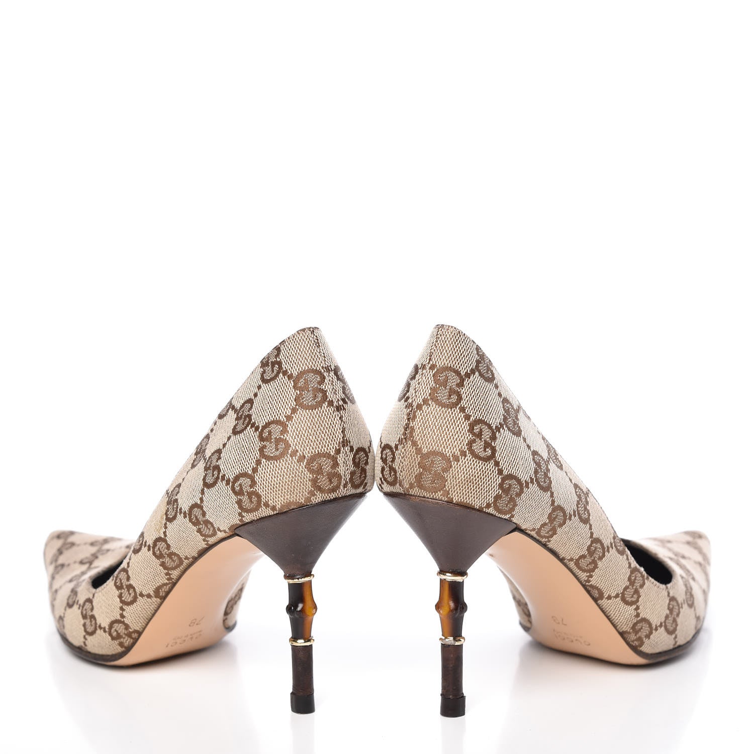 Gucci Monogram Malaga Kid Pumps 7 Biege Ebony Cocoa 5 of 12