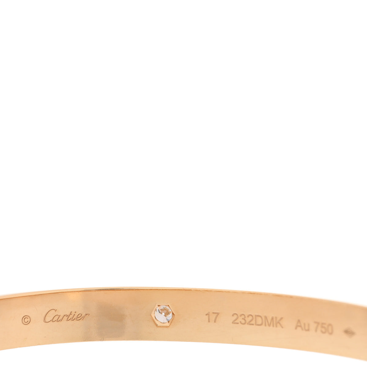 18K Yellow Gold 4 Diamond LOVE Bracelet 17