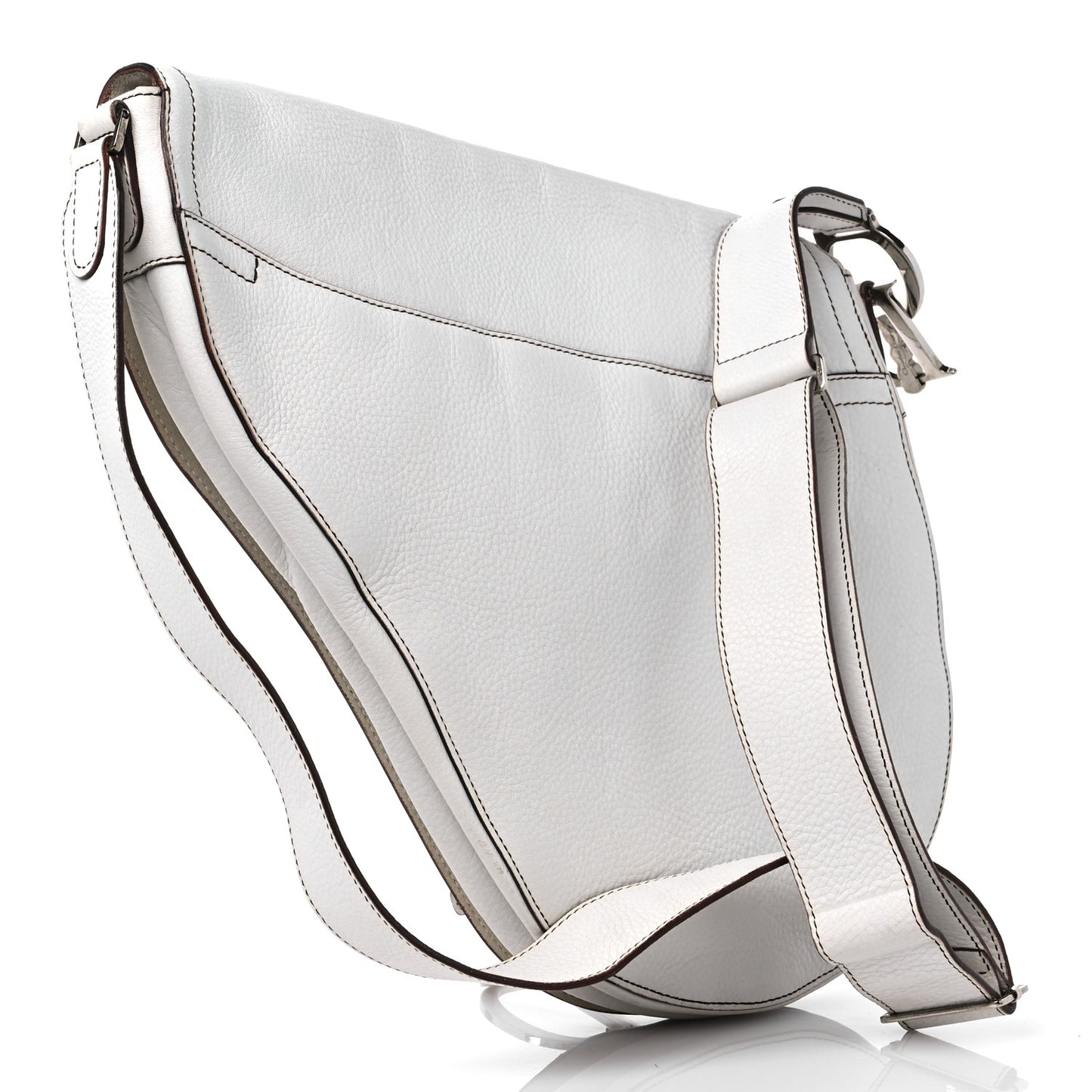 Calfskin Baudrier Saddle Bag White
