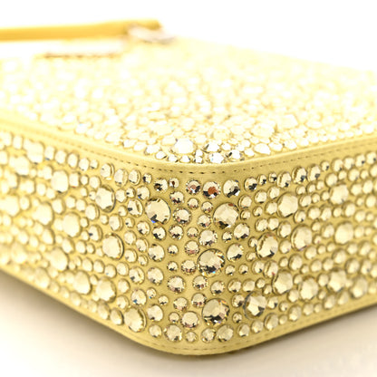 Prada Satin Crystal Metal Triangle Logo Small Double Handle Crossbody Tote Ananas 8 of 9