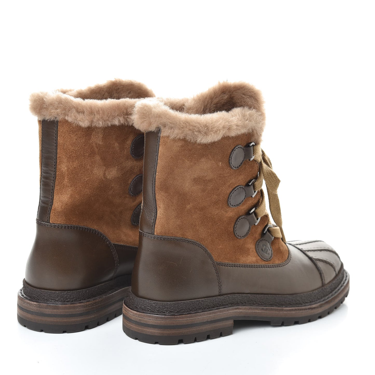 Suede Calfskin Lace Up Boots 36.5 Light Brown