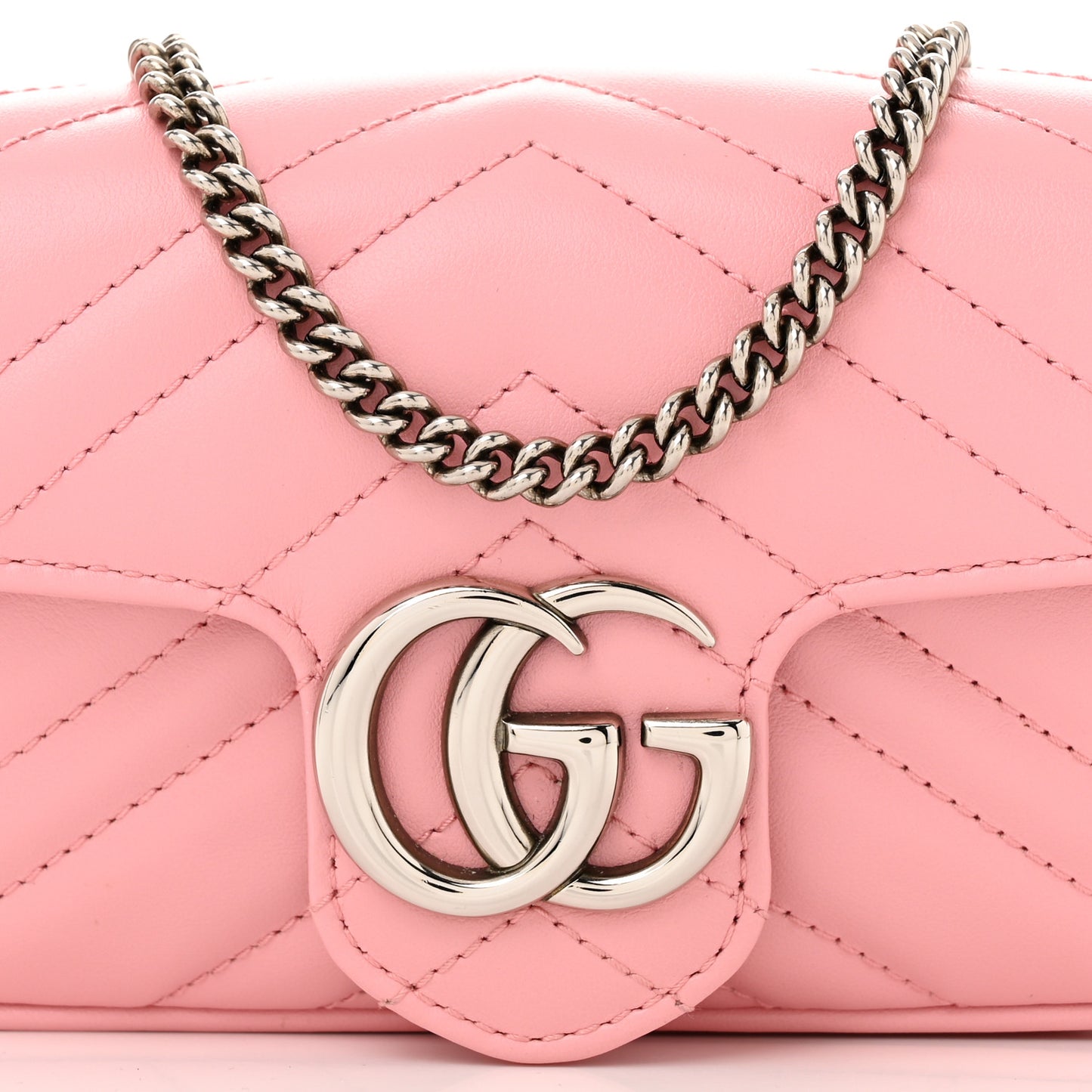 Calfskin Matelasse Super Mini GG Marmont Shoulder Bag Wild Rose