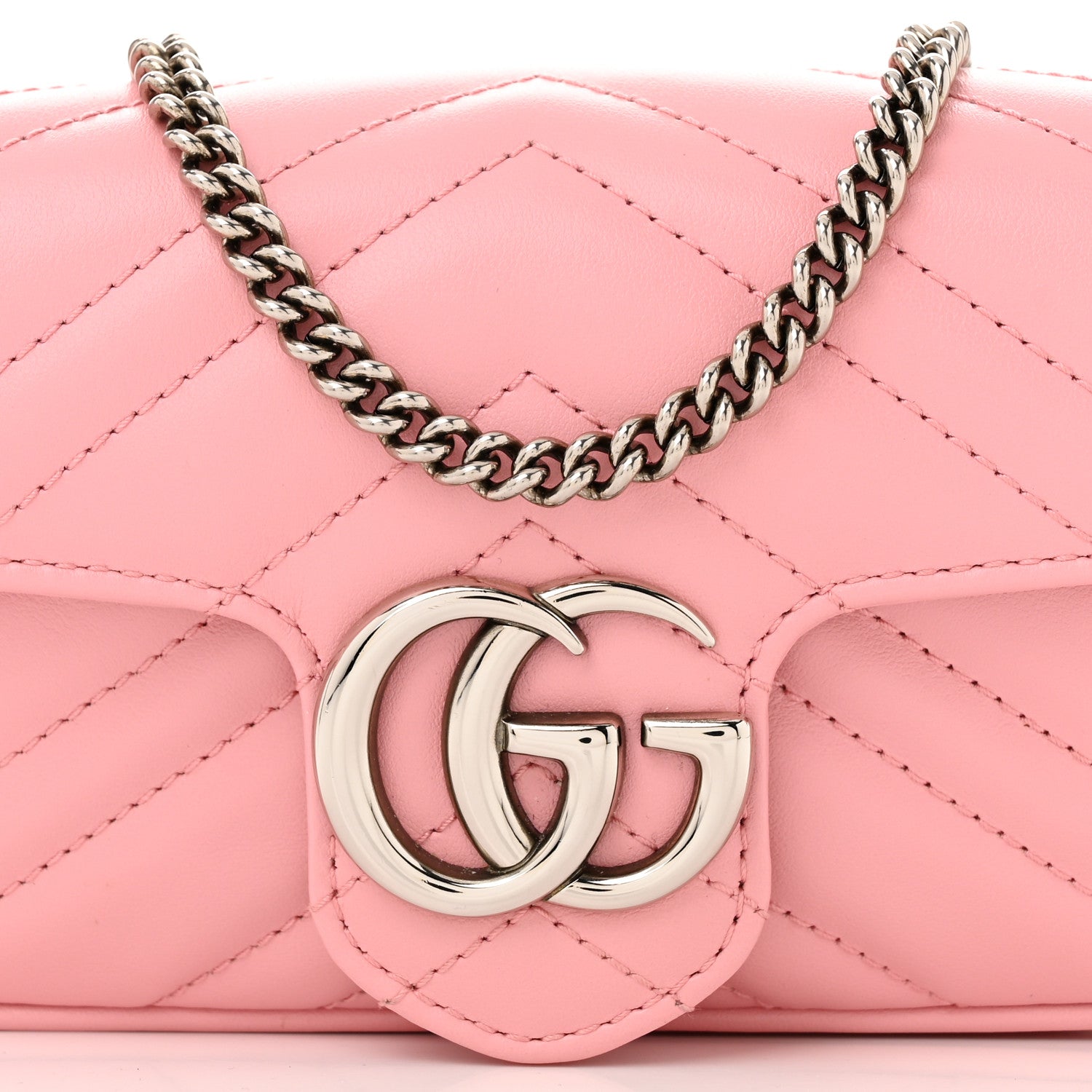 Gucci Calfskin Matelasse Super Mini GG Marmont Shoulder Bag Wild Rose 8 of 11
