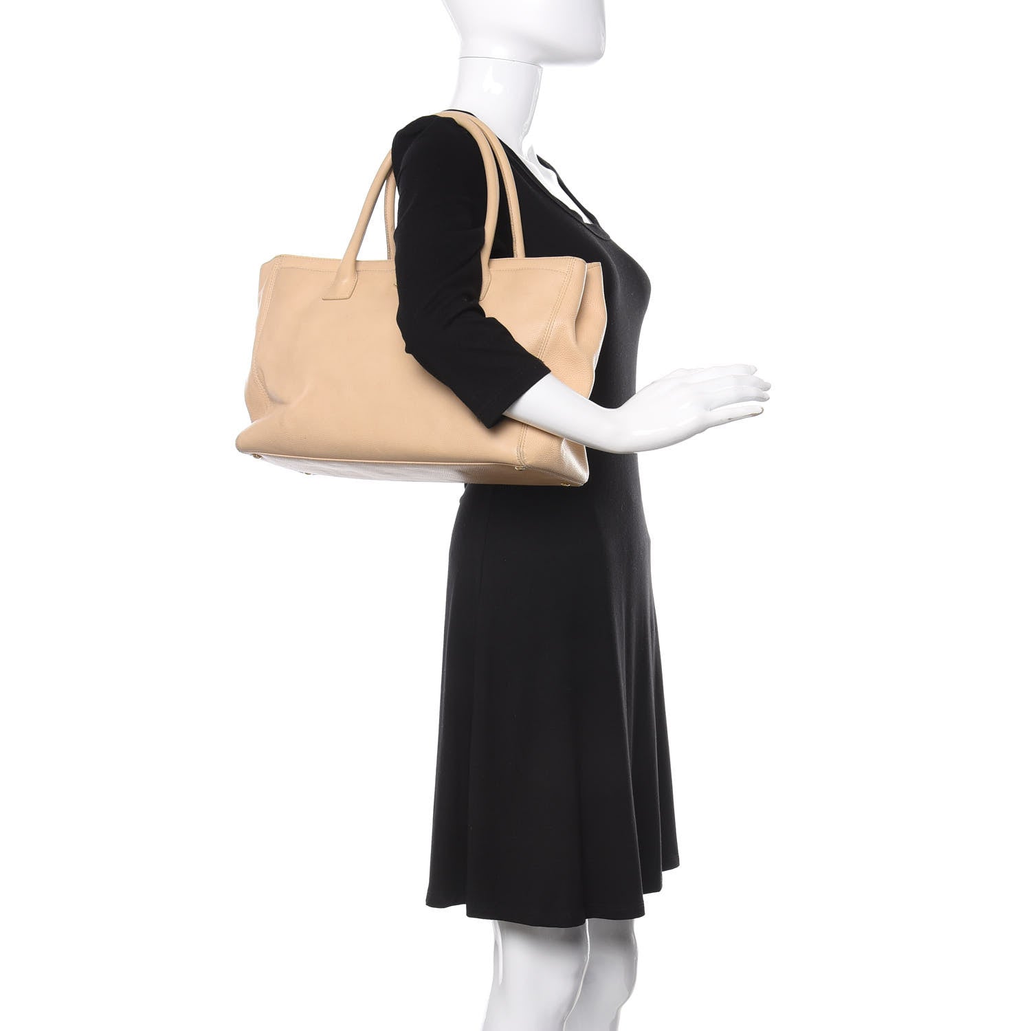 Chanel Calfskin Cerf Executive Shopper Tote Beige Clair 2 of 19