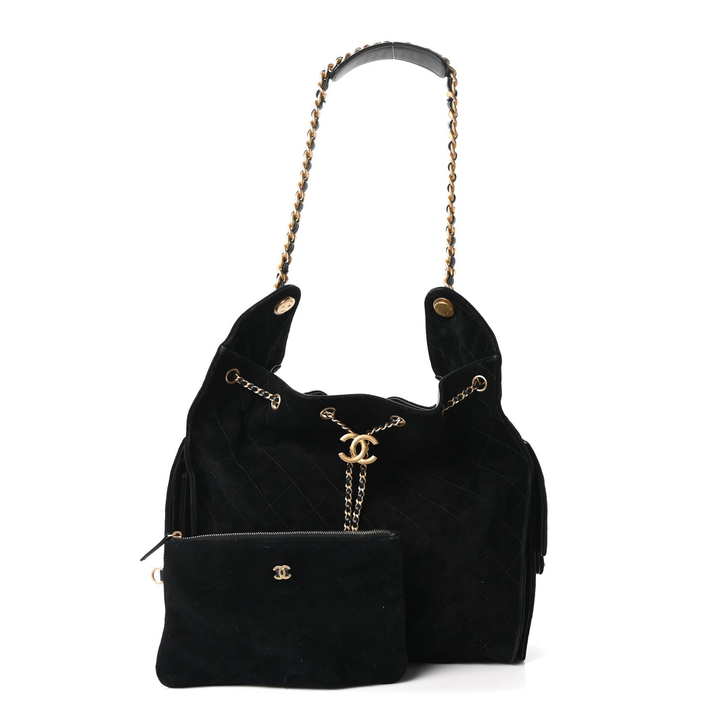 Chanel Suede Quilted Medium Chanel 25 Handbag Black 3 of 11
