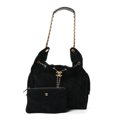 Chanel Suede Quilted Medium Chanel 25 Handbag Black 3 of 11