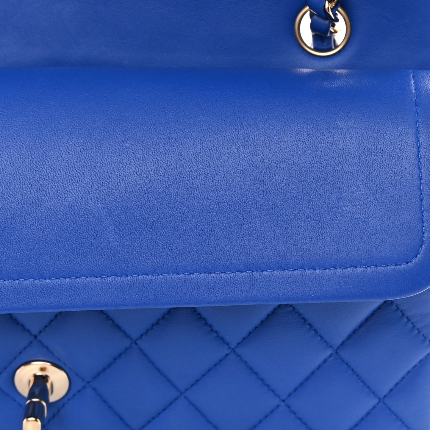 Lambskin Quilted Medium Double Flap Blue