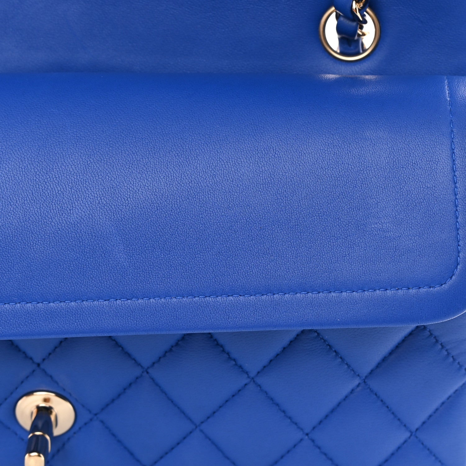 Chanel Lambskin Quilted Medium Double Flap Blue 14 of 16