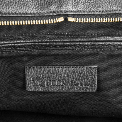 Alexander McQueen Pebbled Calfskin Large Skull Padlock Zip Around Tote Black 7 of 7