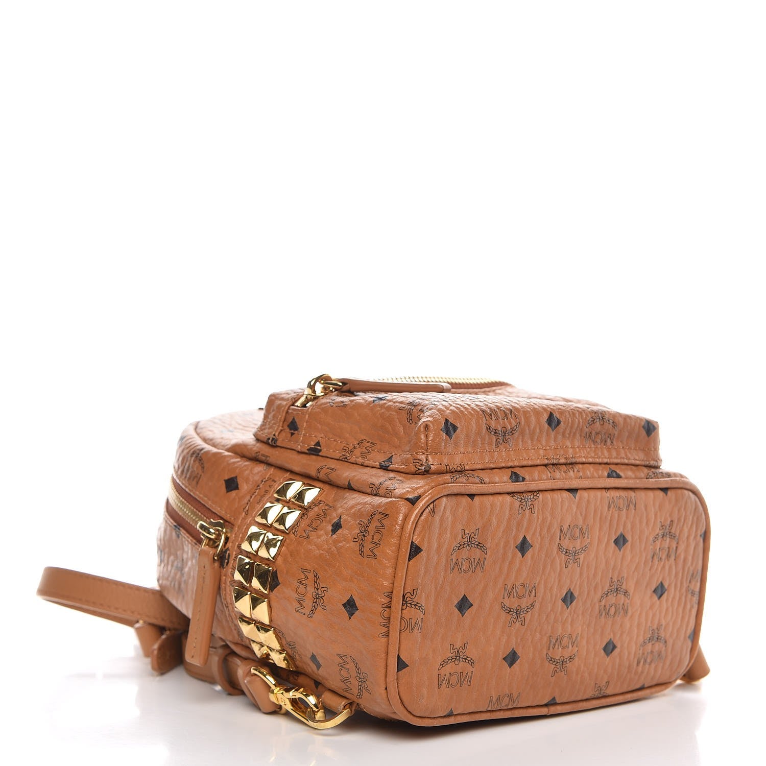 MCM Visetos Side Stud Mini Stark Backpack Cognac 4 of 11