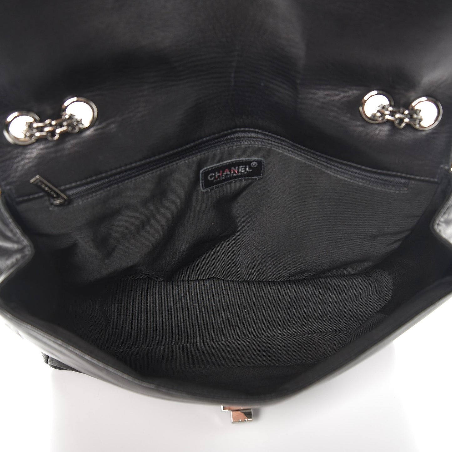 Lambskin Horizontal Quilt Jumbo Mademoiselle Flap Black