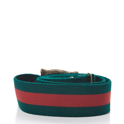 Gucci Web Feline Buckle Belt 90 36 Green Red 2 of 3