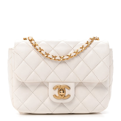 Chanel Lambskin Enamel Quilted Mini Coco Hearts Square Flap White 1 of 10