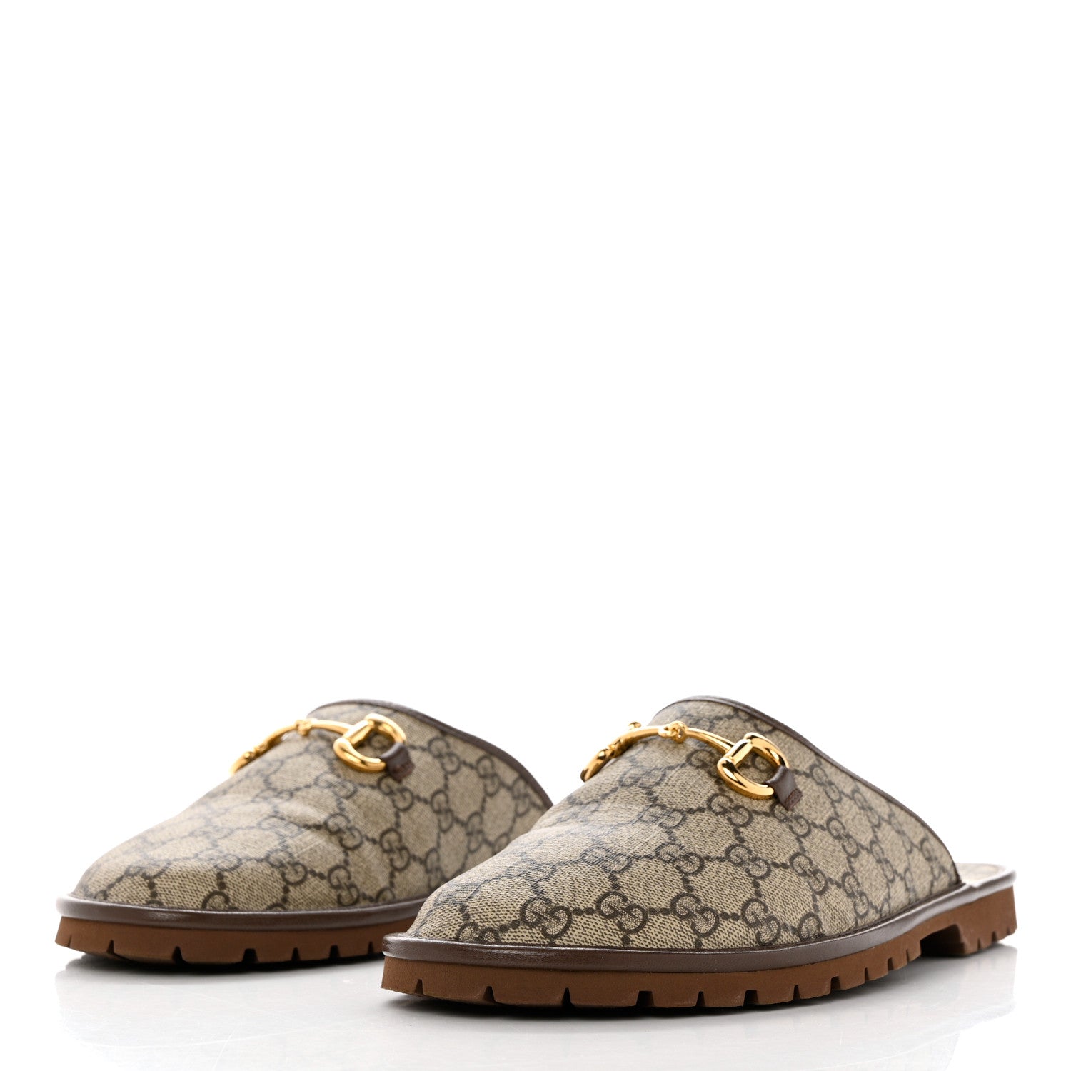 Gucci GG Supreme Monogram Granada Kid Mens Horsebit Lug Sole Mules 11.5 Beige Ebony New Acero 3 of 9