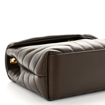 Saint Laurent Calfskin Y Quilted Monogram Small Loulou Chain Satchel Soil Brown 8 of 9