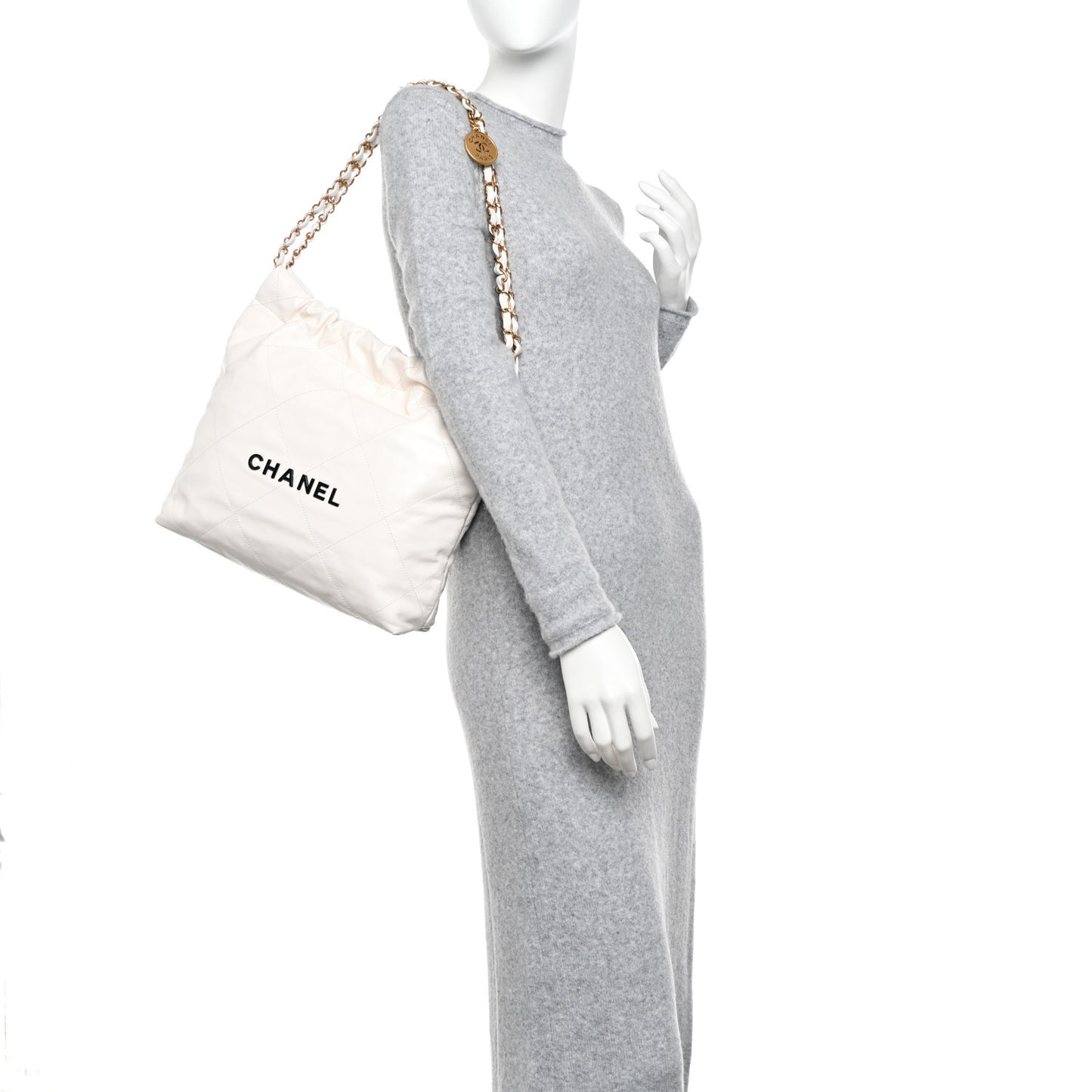 Calfskin Quilted Small Chanel 22 White