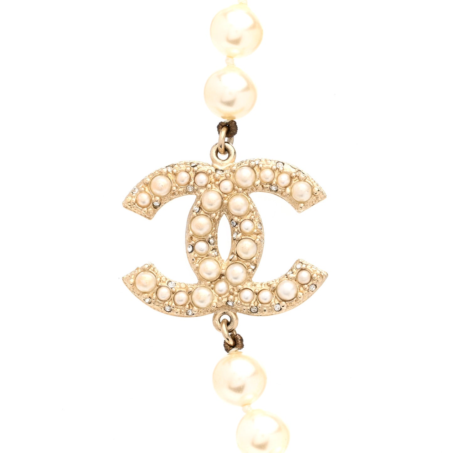 Pearl CC 100th Anniversary Necklace Light Gold