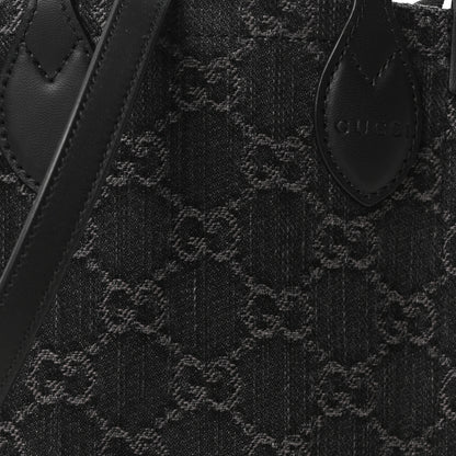Gucci Denim GG Monogram Calfskin Mini Ophidia Tote Bag Black 8 of 10