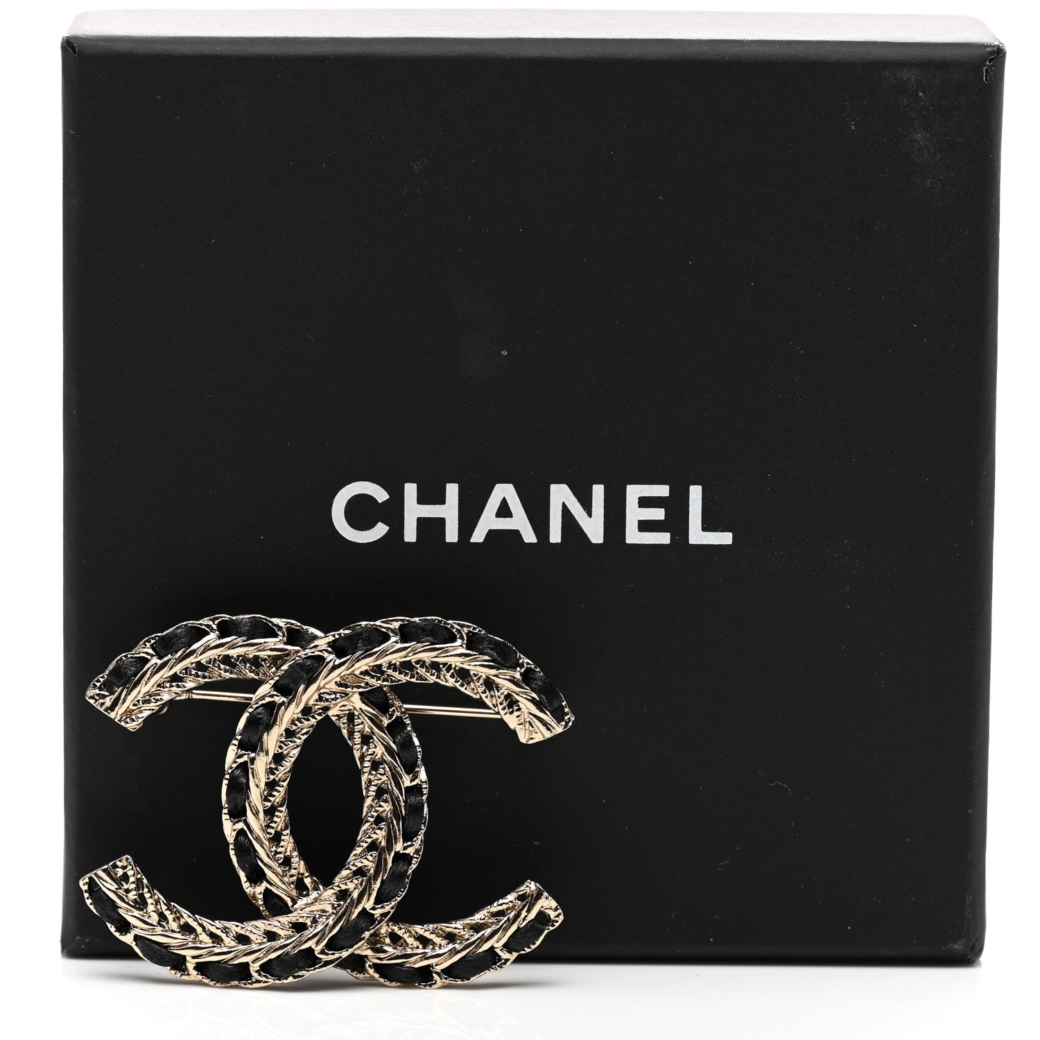 Chanel Lambskin Chain CC Brooch Black Gold 5 of 5