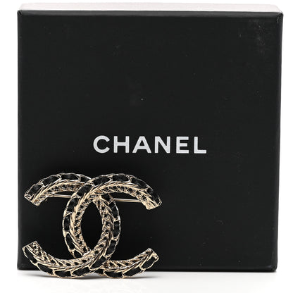 Chanel Lambskin Chain CC Brooch Black Gold 5 of 5