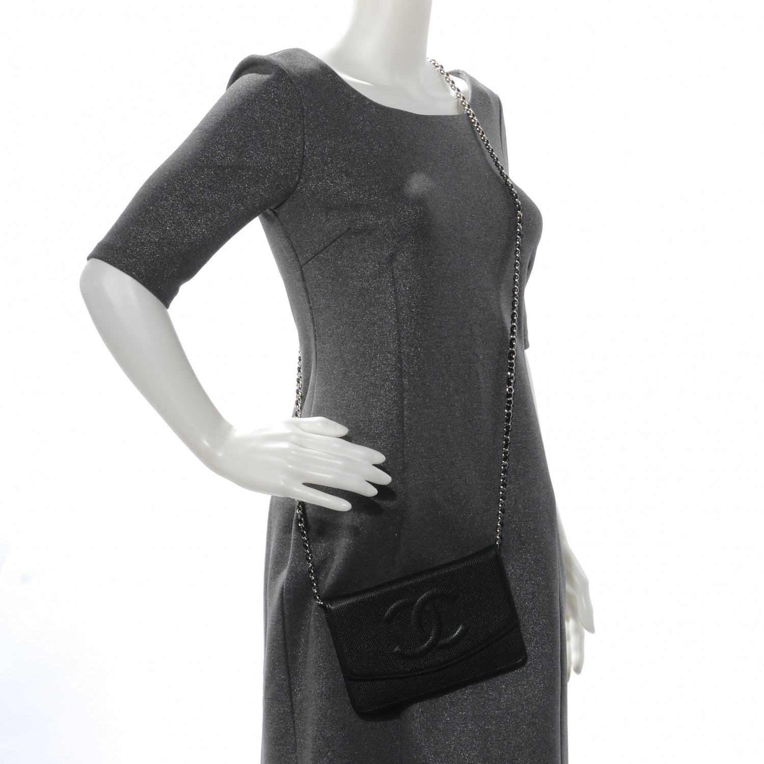 Chanel Caviar CC Wallet on Chain Black 2 of 10