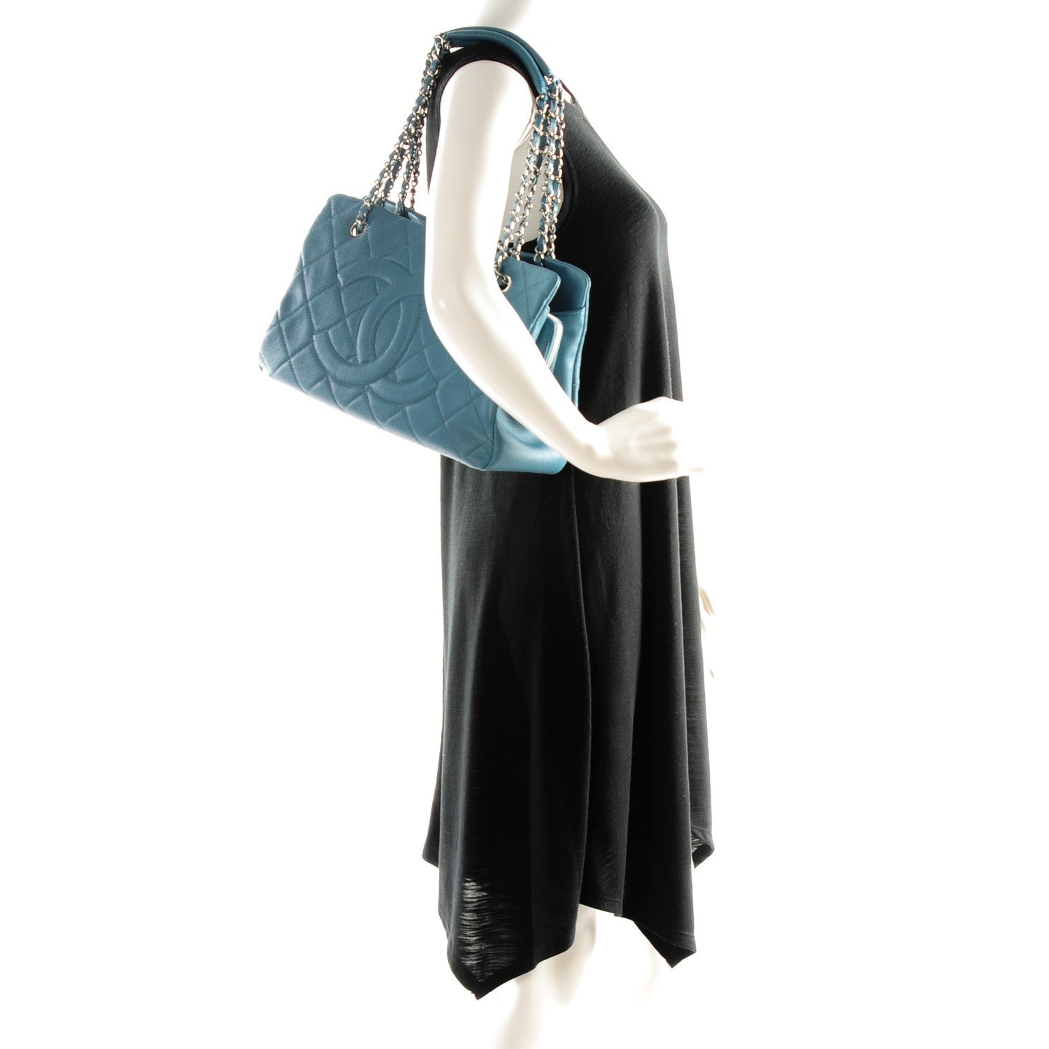 Chanel Caviar Quilted Timeless CC Tote Blue 2 of 8