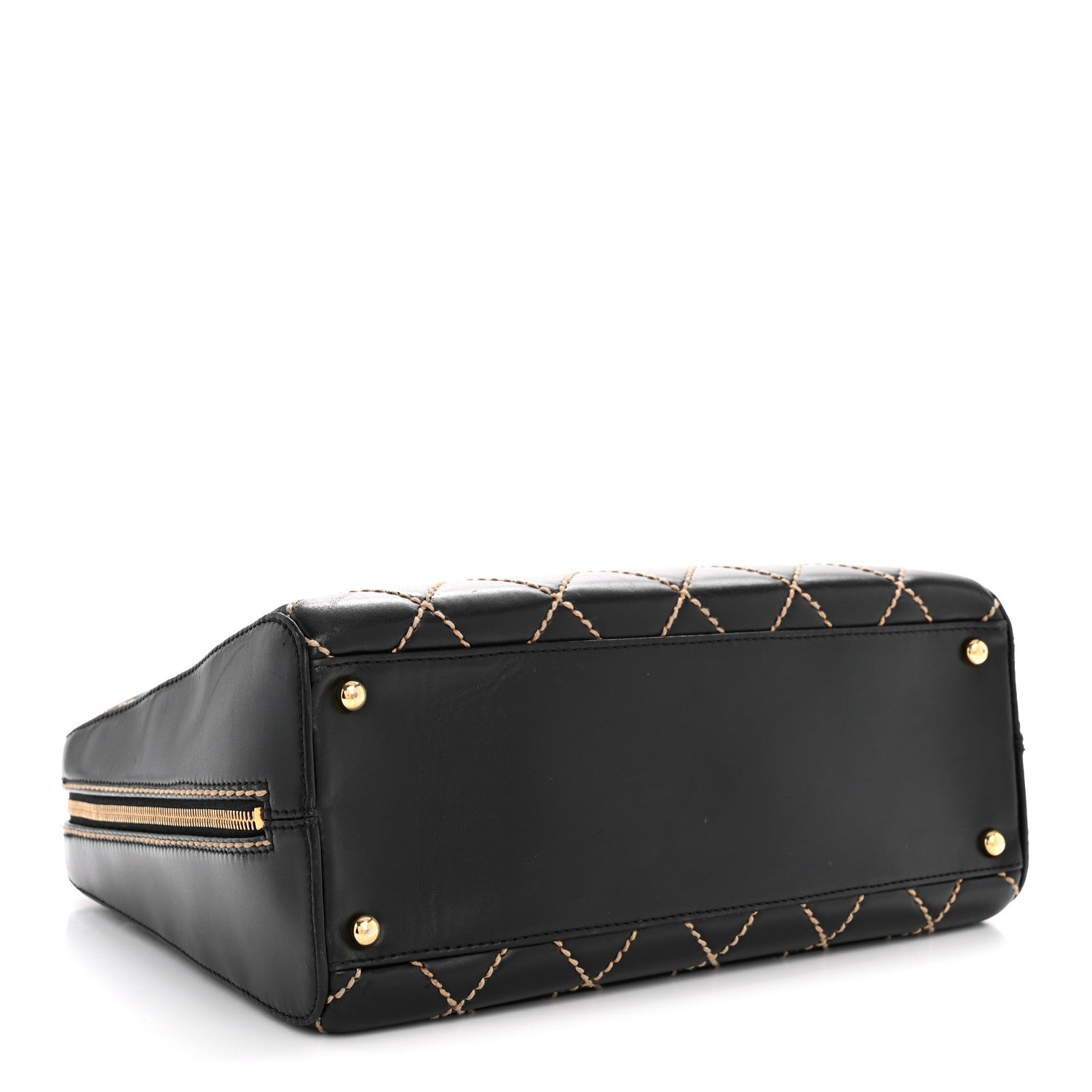 Chanel Calfskin Wild Stitch Vertical Top Handle Bag Black 5 of 16