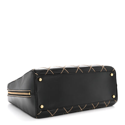 Chanel Calfskin Wild Stitch Vertical Top Handle Bag Black 5 of 16