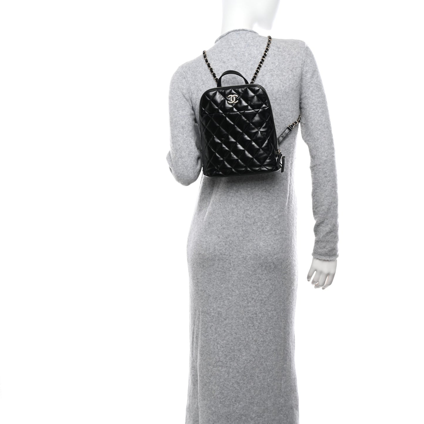 Shiny Calfskin My Pocket Backpack Black