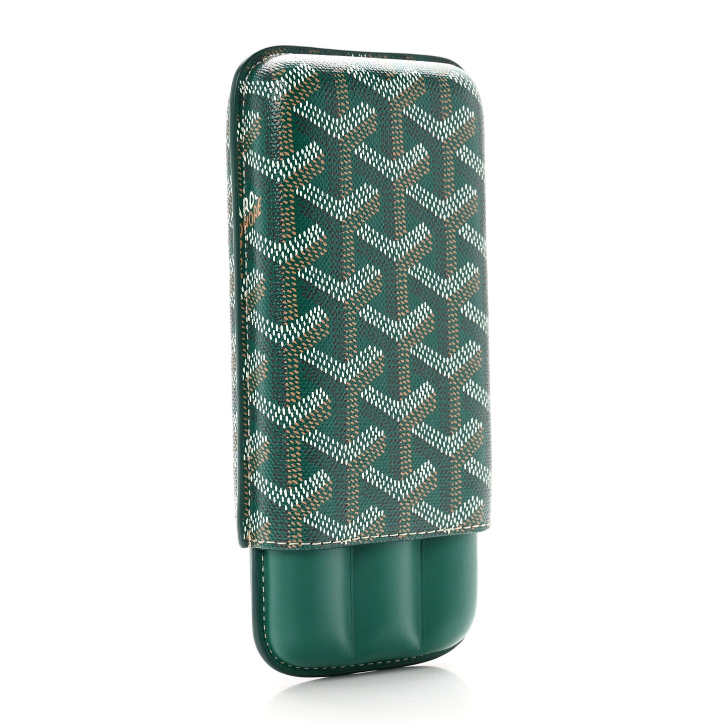 Goyardine Churchill 3 Cigar Case Green