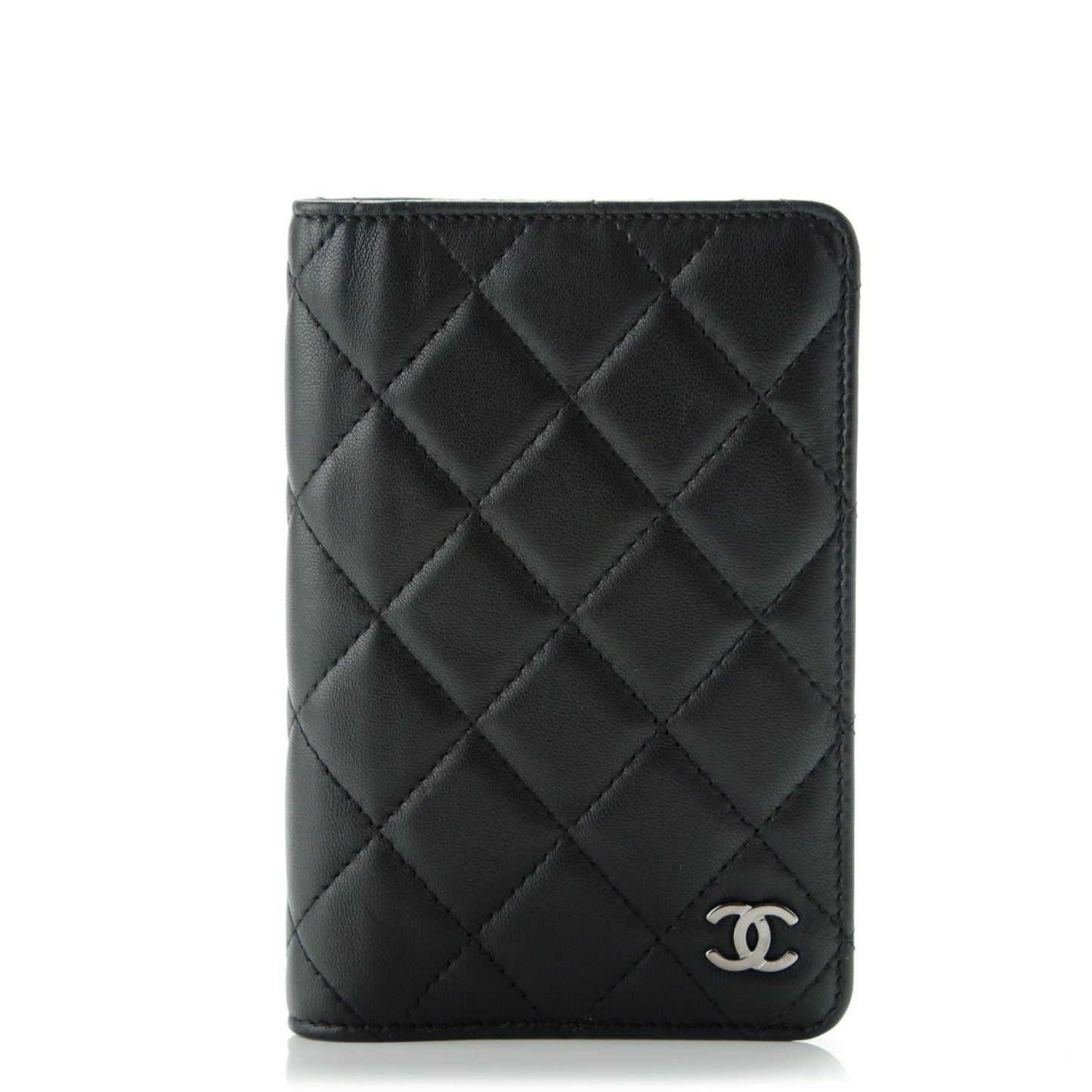 Lambskin Quilted Passport Holder Black