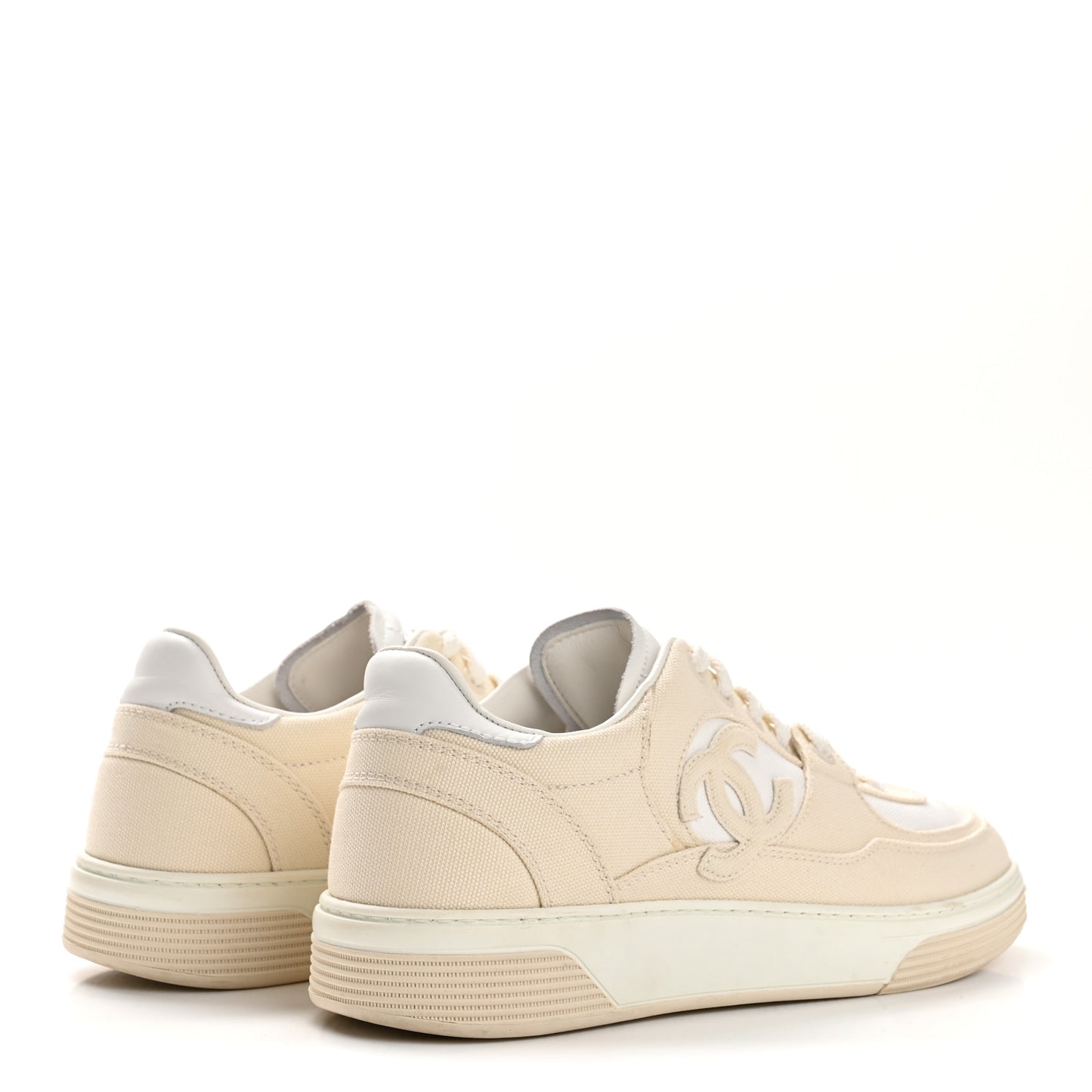 Cotton Sneakers 38.5 Beige White