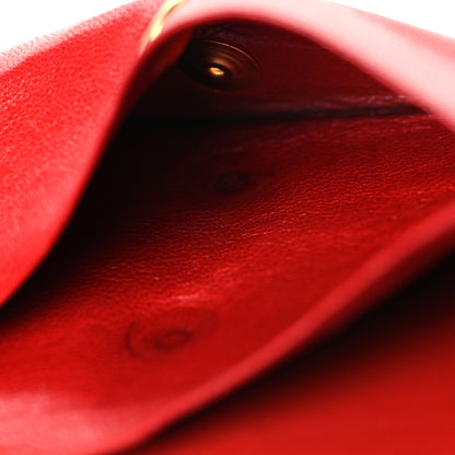 Chanel Lambskin Diamond Stitched Flap Card Case Red 9 of 11