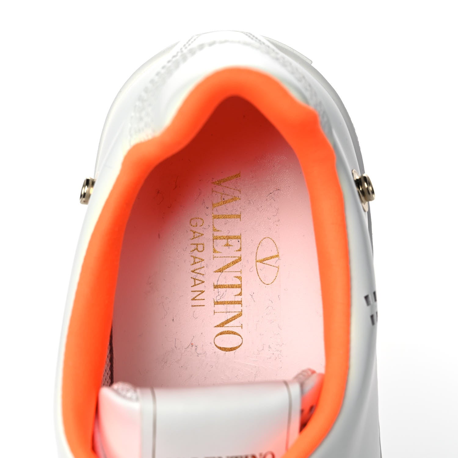 Valentino Garavani Calfskin Womens Backnet Sneakers 35 White Orange Fluo 8 of 9