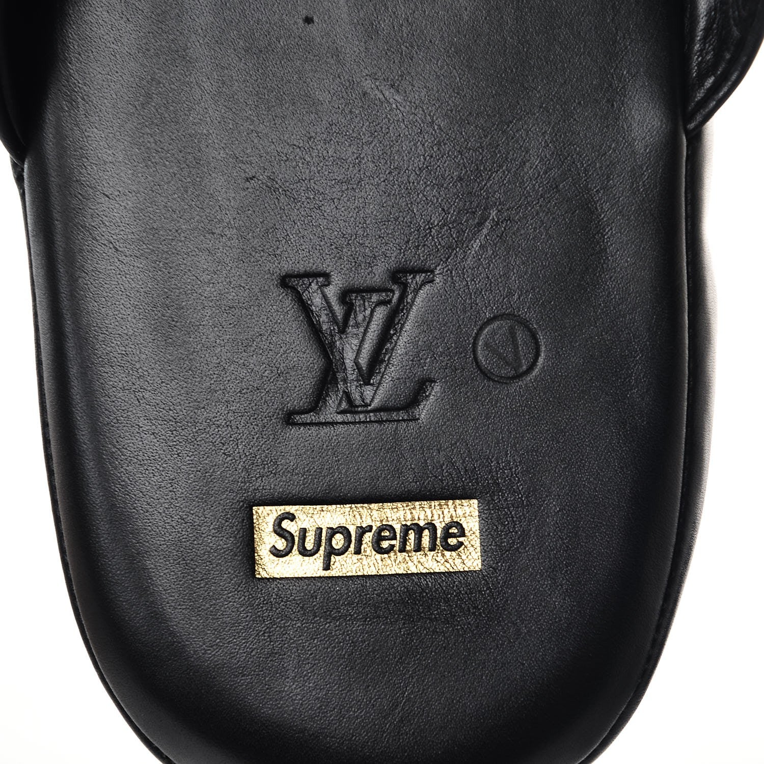 Louis Vuitton X SUPREME Lambskin Mens Hugh Slippers 9 Black 6 of 11
