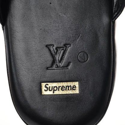 Louis Vuitton X SUPREME Lambskin Mens Hugh Slippers 9 Black 6 of 11