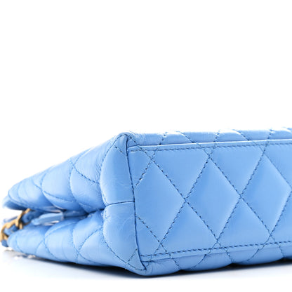 Chanel Shiny Aged Calfskin Quilted Nano Kelly Shopper Blue 9 of 11