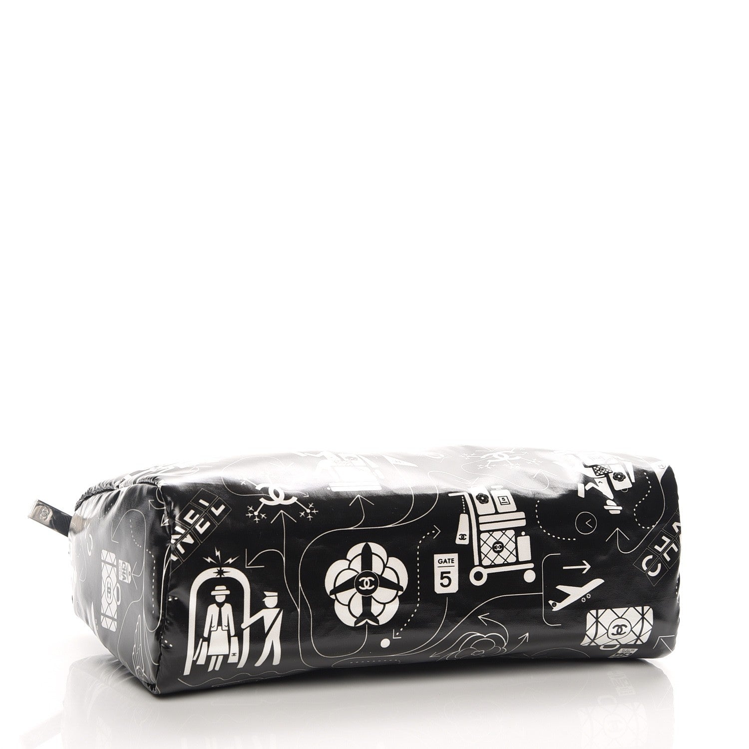 Chanel Coated Canvas Airline Cosmetic Pouch Black White 4 of 8