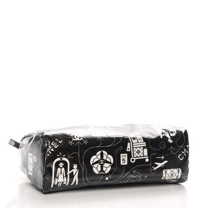 Chanel Coated Canvas Airline Cosmetic Pouch Black White 4 of 8