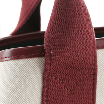 Balenciaga Cotton Canvas Calfskin S Navy Cabas Natural Burgundy 12 of 13