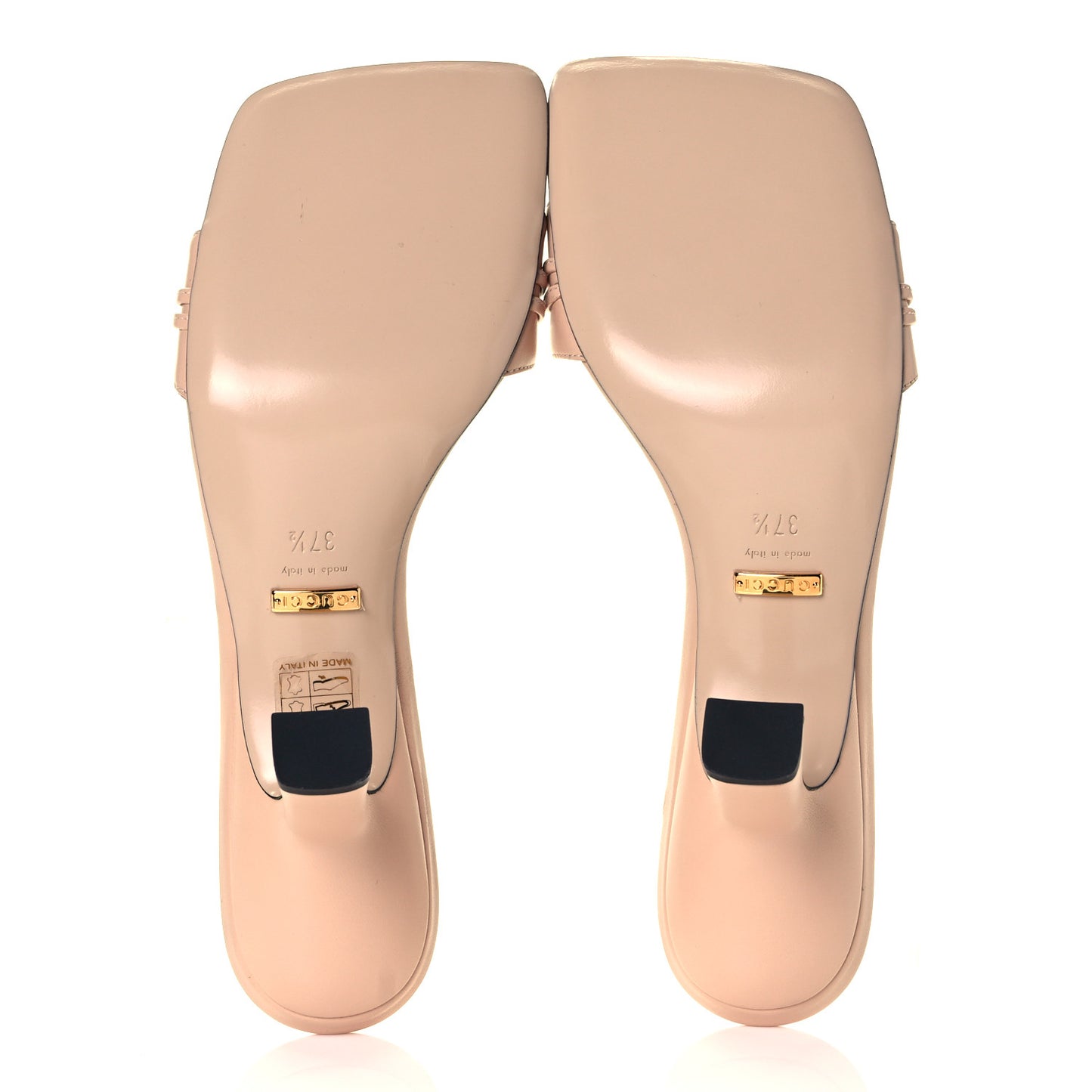 Nappa Dora Tiger Head Mid Heel Slide Sandals 37.5 Skin Rose