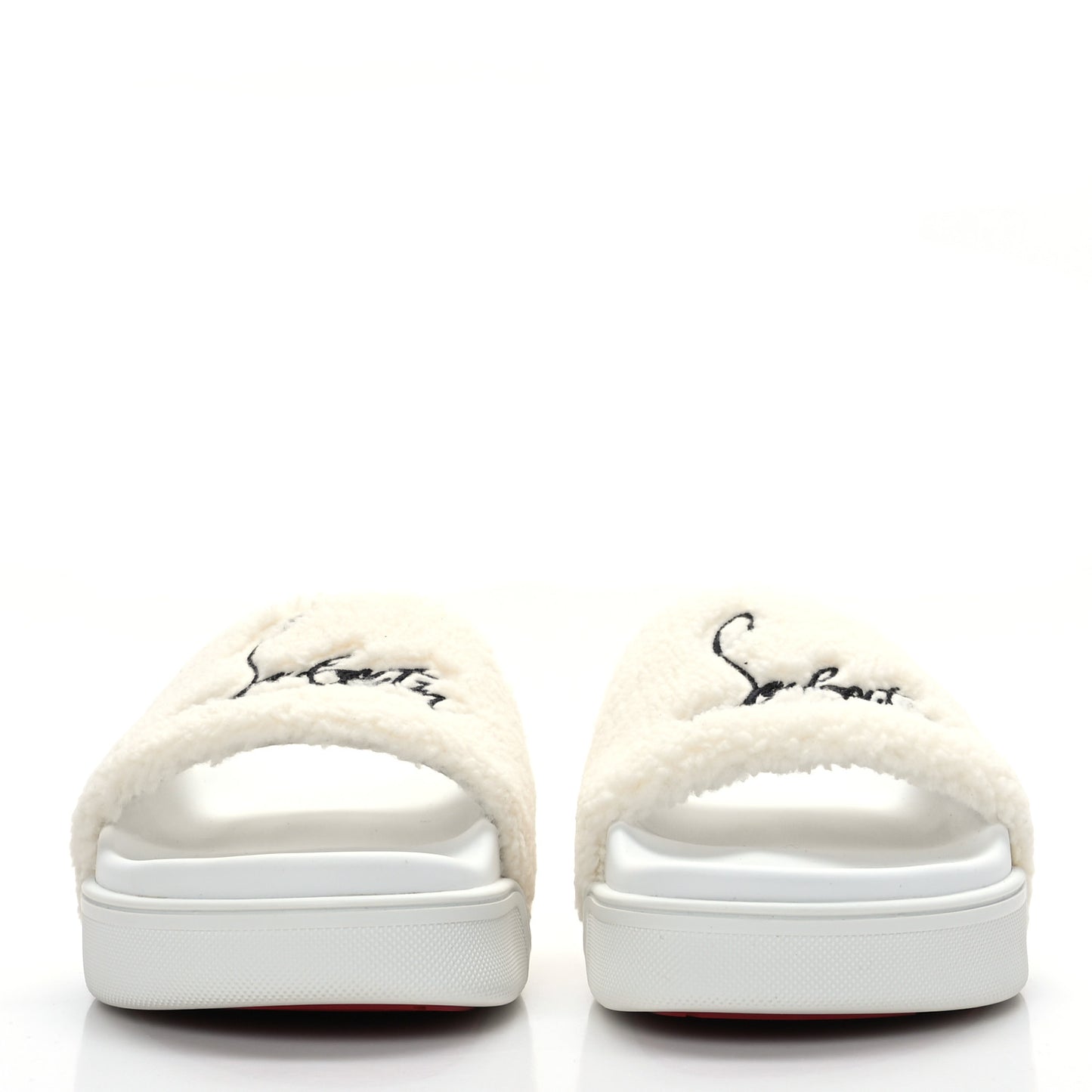 Faux Shearling Embroidered Pool Donna Flat Slide Sandals 39.5 White