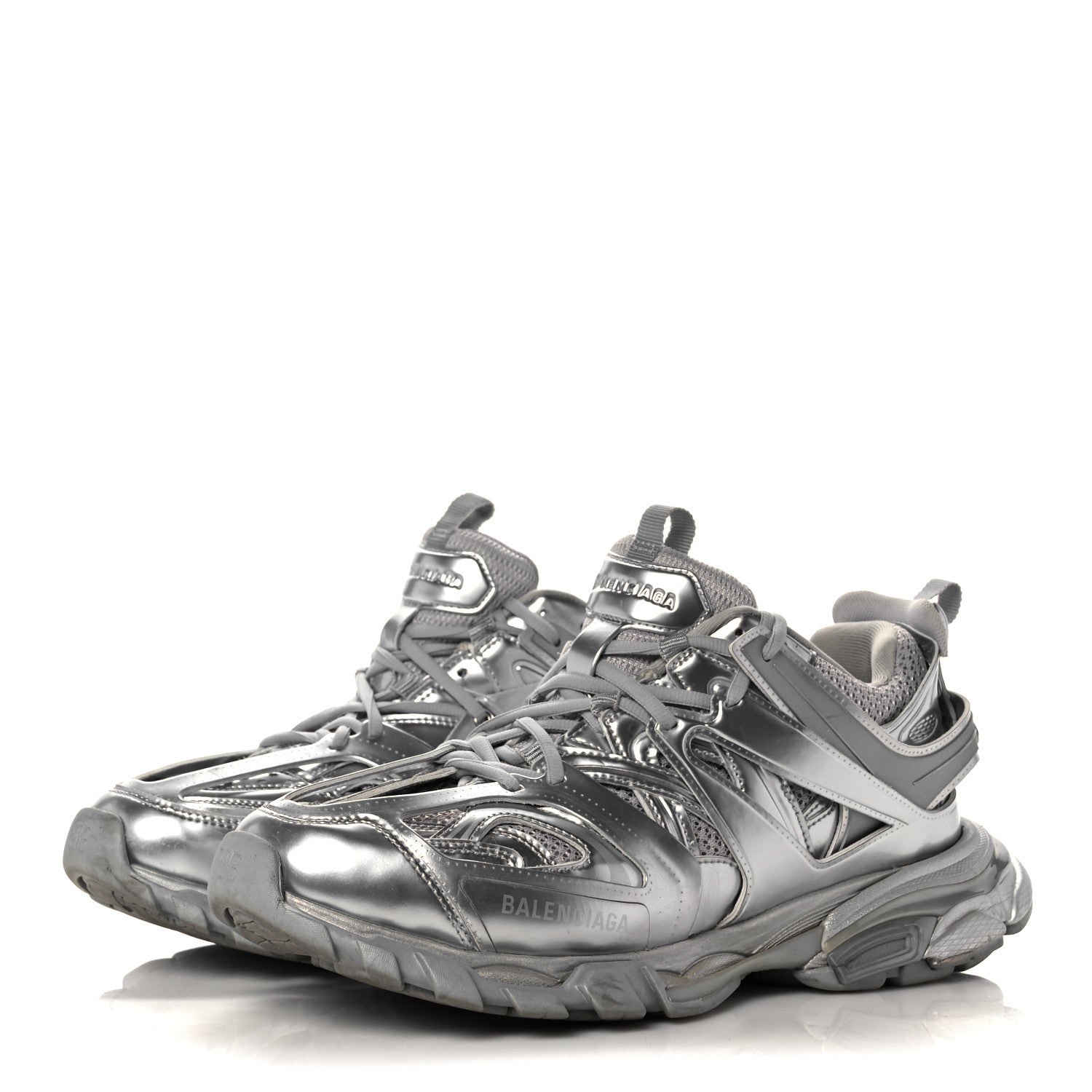 Balenciaga Mesh Nylon Mens Track Sneakers 42 Silver 3 of 7