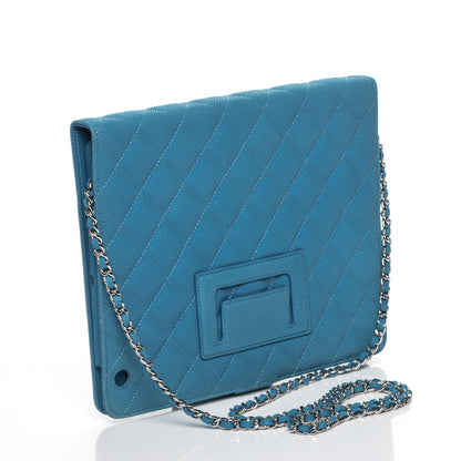 Chanel Iridescent Caviar Quilted Crossbody iPad Holder Blue 3 of 8