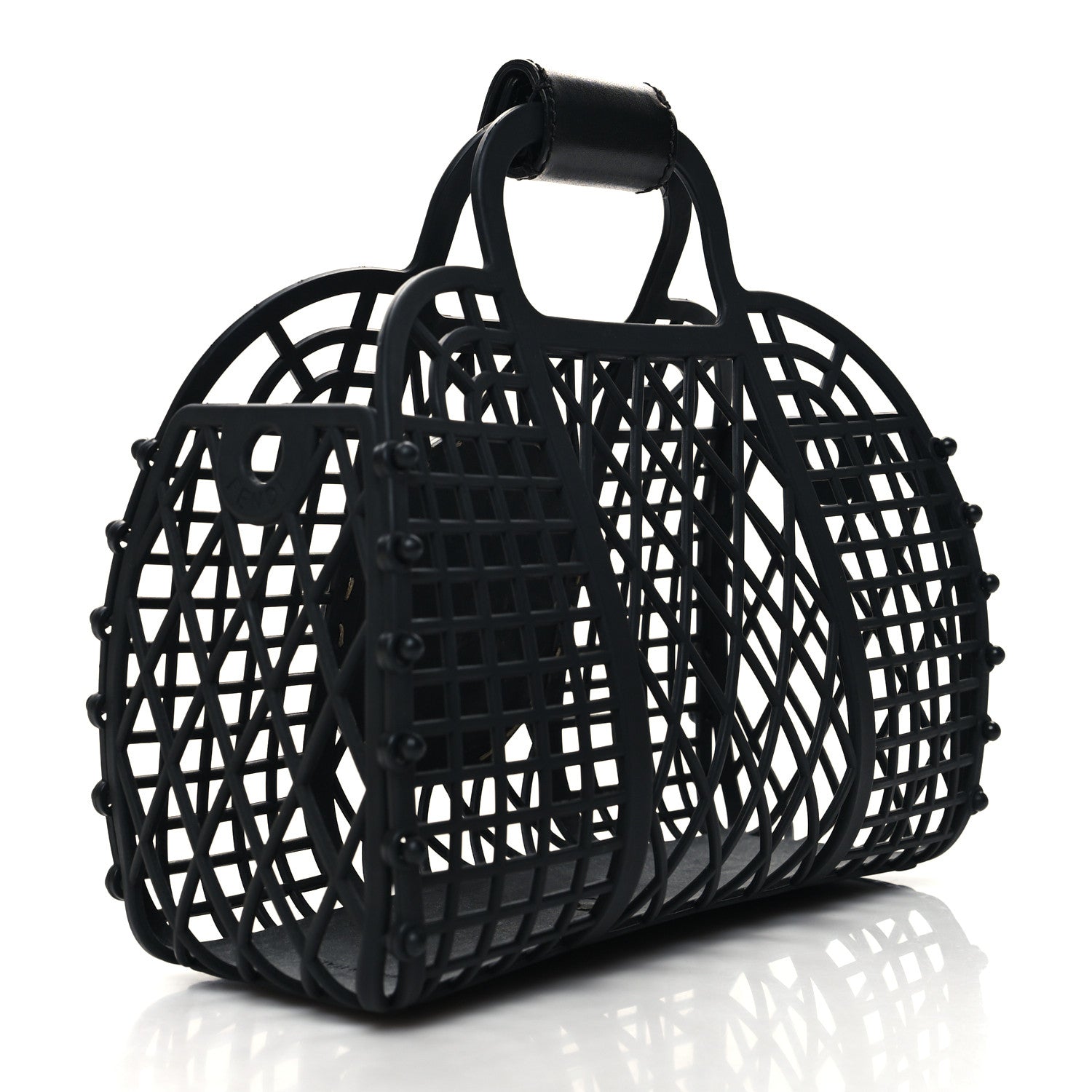 Fendi Recycled Plastic Vitello Liberty Matte Small Fendi Basket Black Miele Scuro 3 of 11